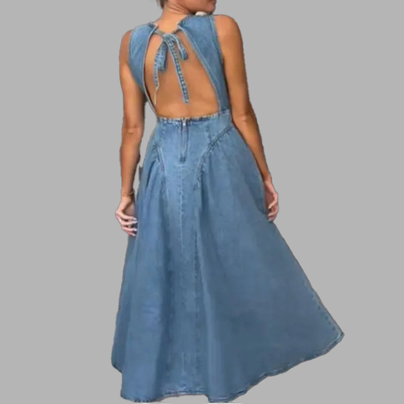 Women Spring Casual Elegant Sleeveless French Dress 5