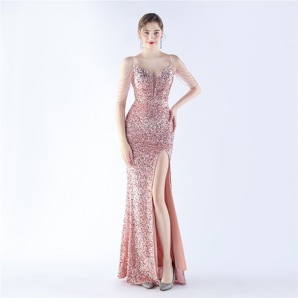 Women beaded and sequined evening dress 16