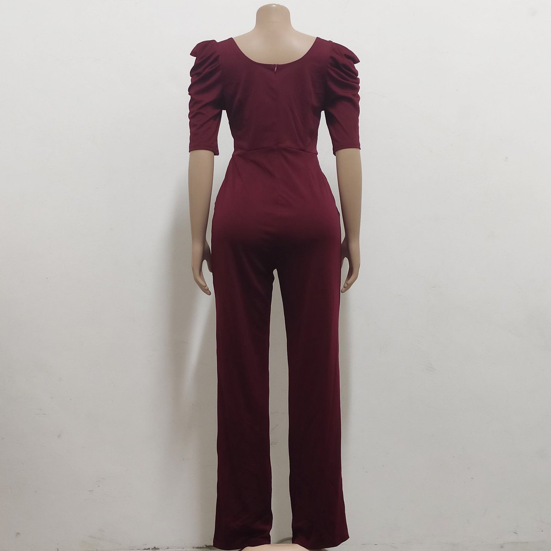 Sexy Fashion Solid Color Three-Quarter Sleeve V-Neck Jumpsuit Women's Clothing 23