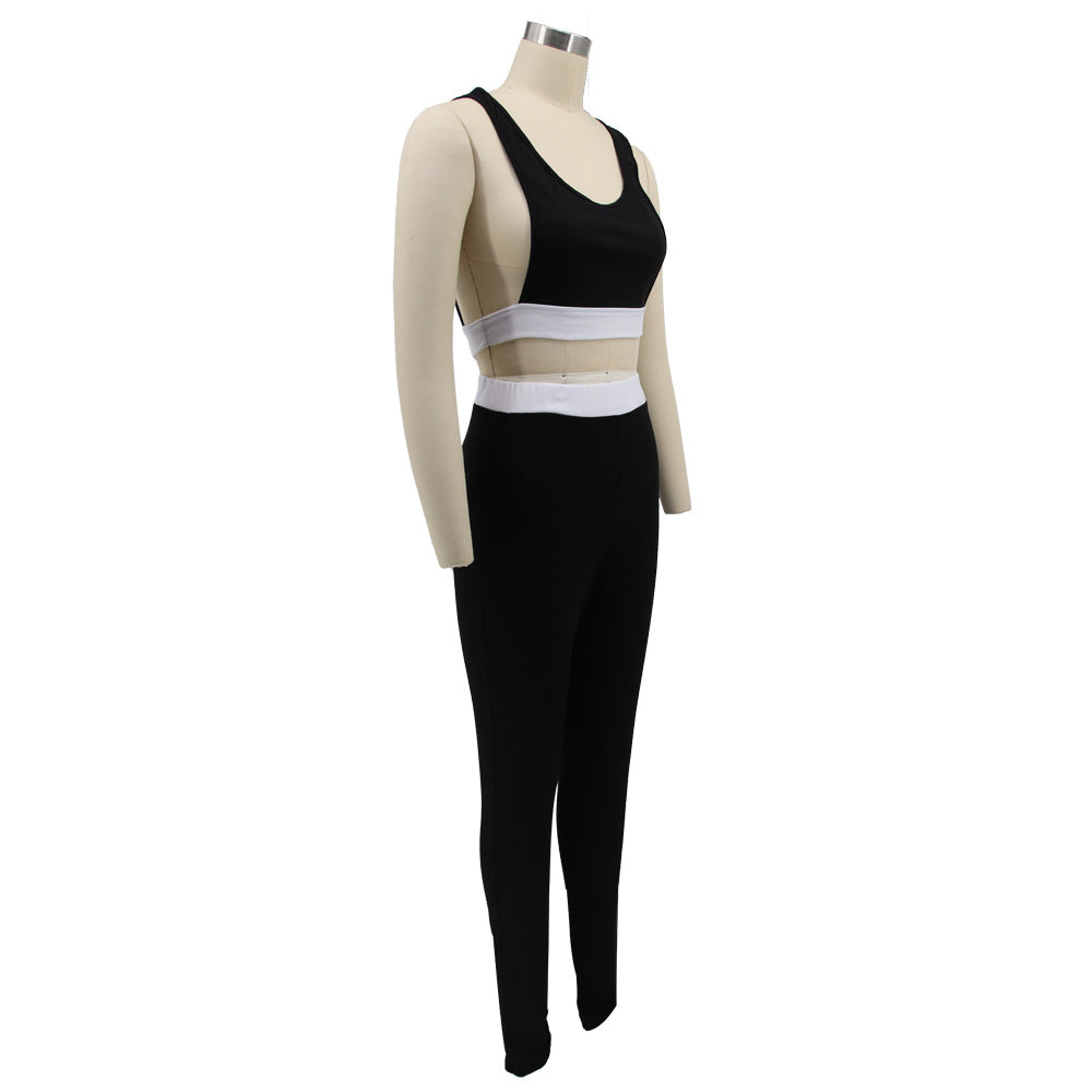 Women summer sexy vest and trousers Patchwork sports two-piece set 16