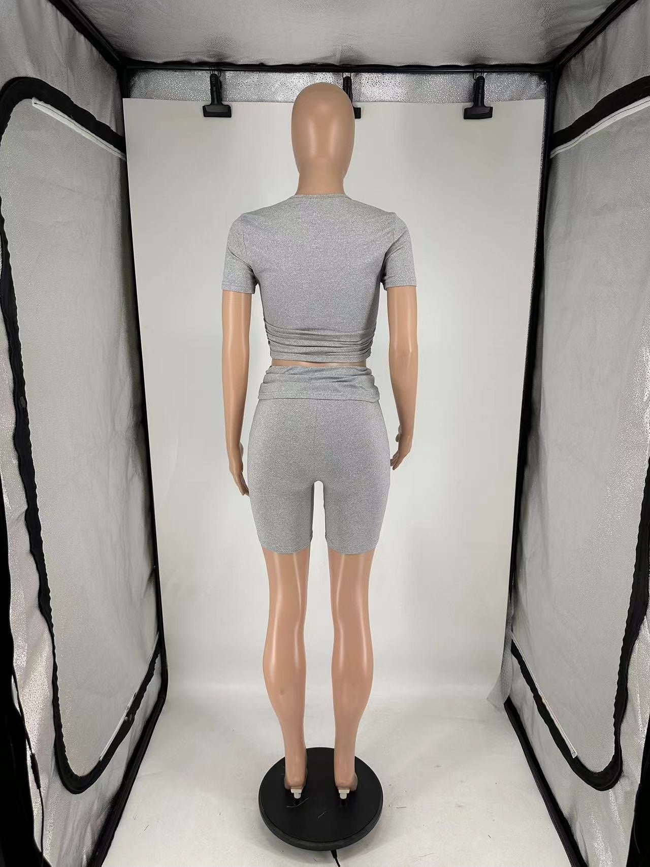 Short-Sleeve Round Neck Shorts Set Casual Summer Outfit 13