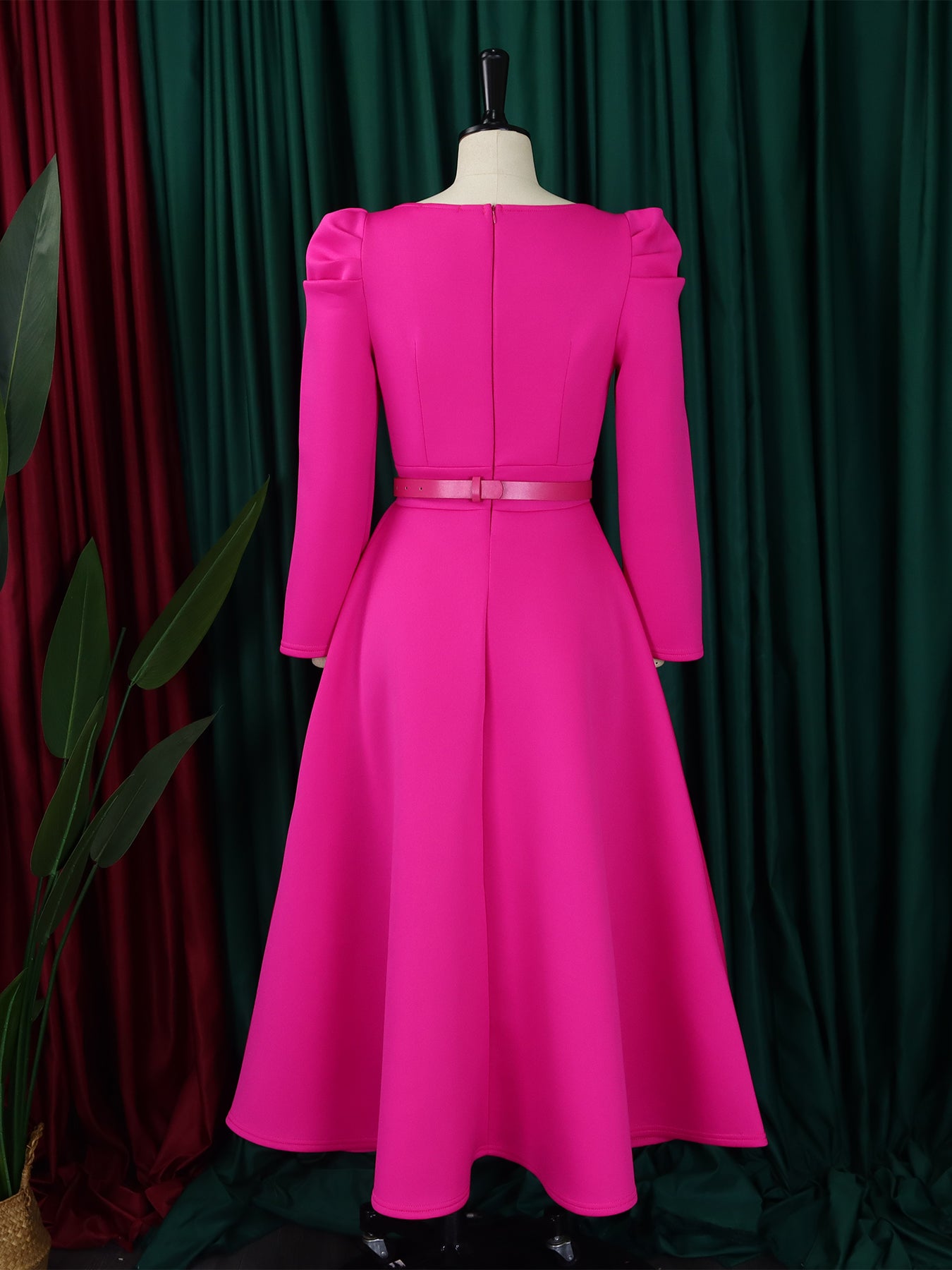 Plus Size Women Winter Puff Sleeve Formal Party Dress 17