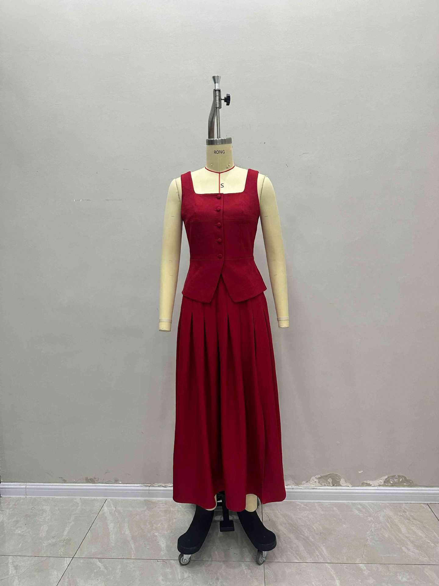 Women summer sleeveless Tank Top and slit Skirt two-piece set 5