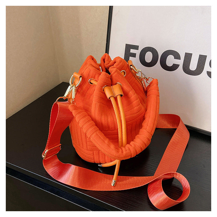 Women Flannel Bucket Bag Single Shoulder Crossbody Bag 18