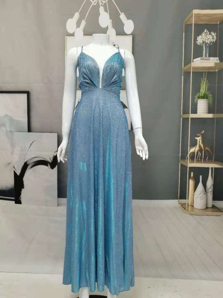 Plus Size Women Suspender V Neck Lace Up Sleeveless Backless Evening Dress 9