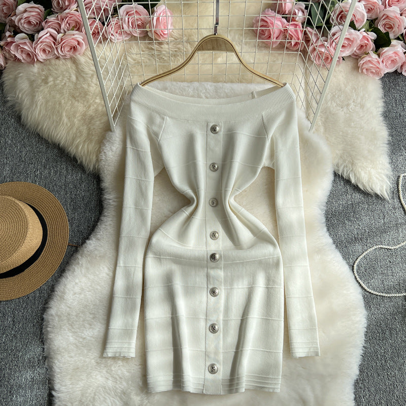 Women sexy Off Shoulder long-sleeved Bodycon sweater dress