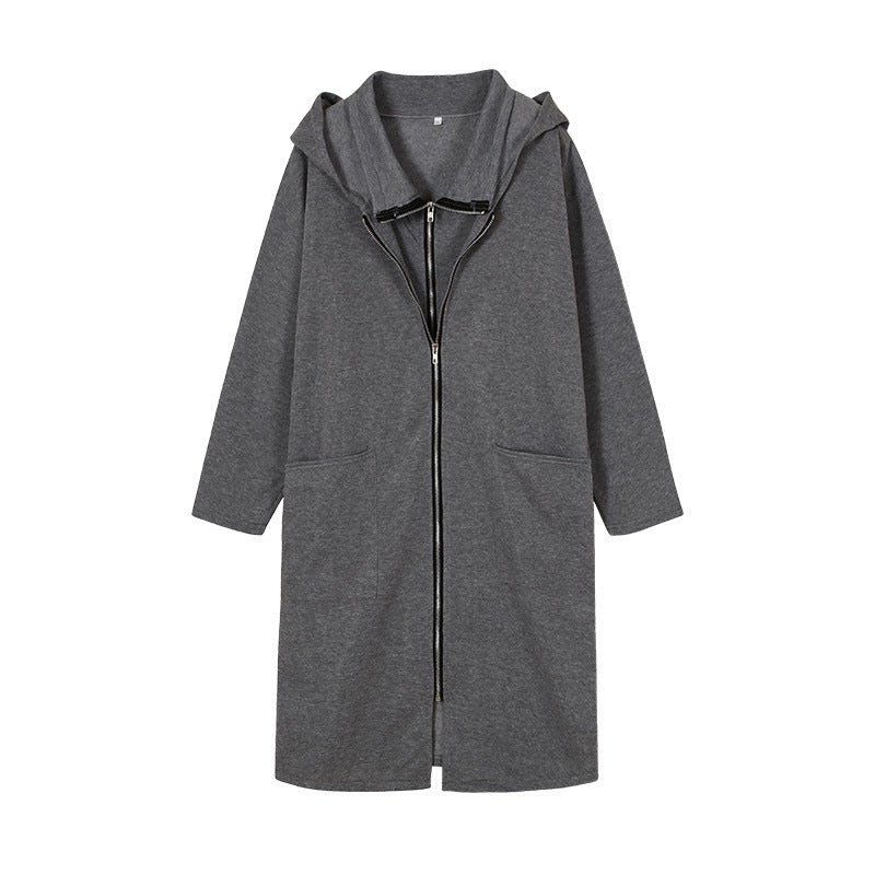 Women Hooded Pocket Zipper Fake Two Piece Loose Jacket Casual Hoodies 15