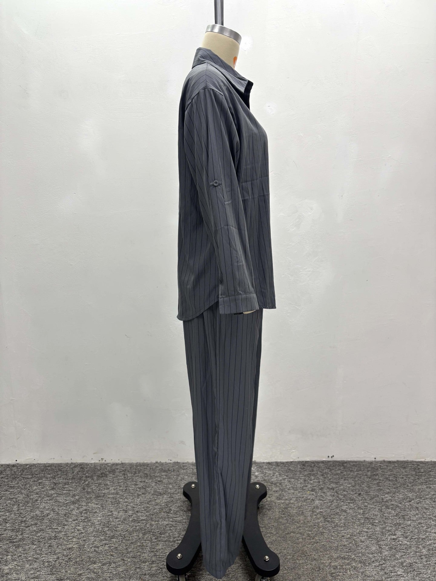 Africa Casual Women's Long Sleeve Striped Shirt High Waist Pants Trendy Fashion Two-Piece Set 7