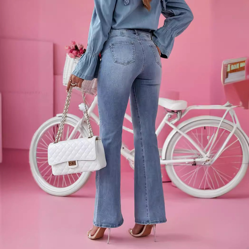 Women Casual Bell Bottom- Denim Pants 3