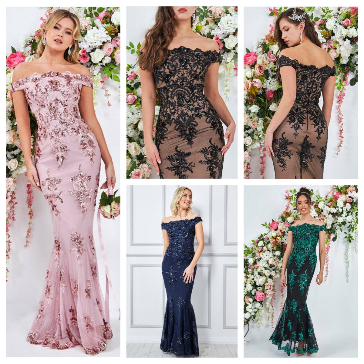 Women Elegant off shoulder sequins Fishtail Evening Dress 15