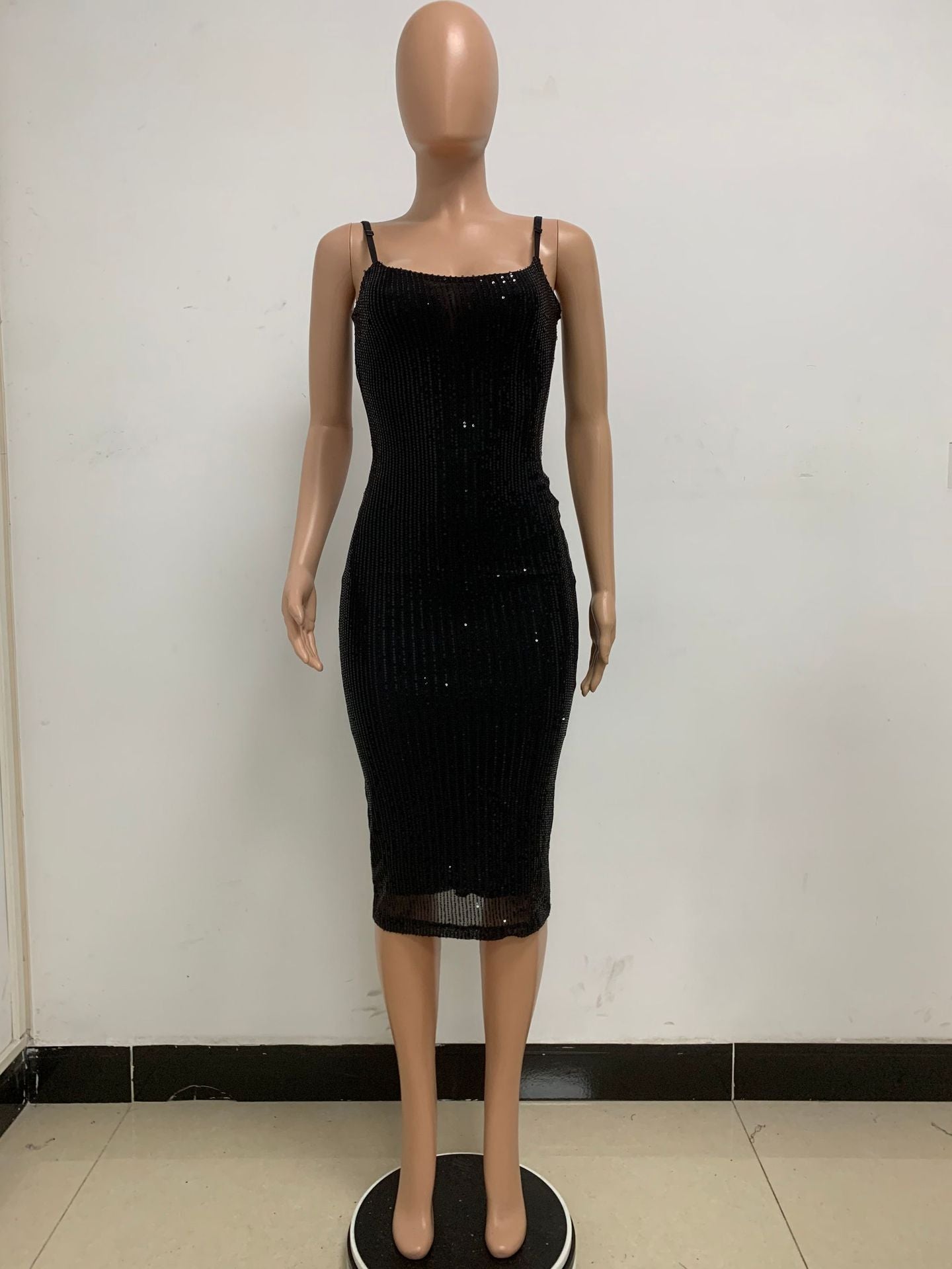 Summer Women's Sleeveless Low Back Straps Sequin Party Dress 83