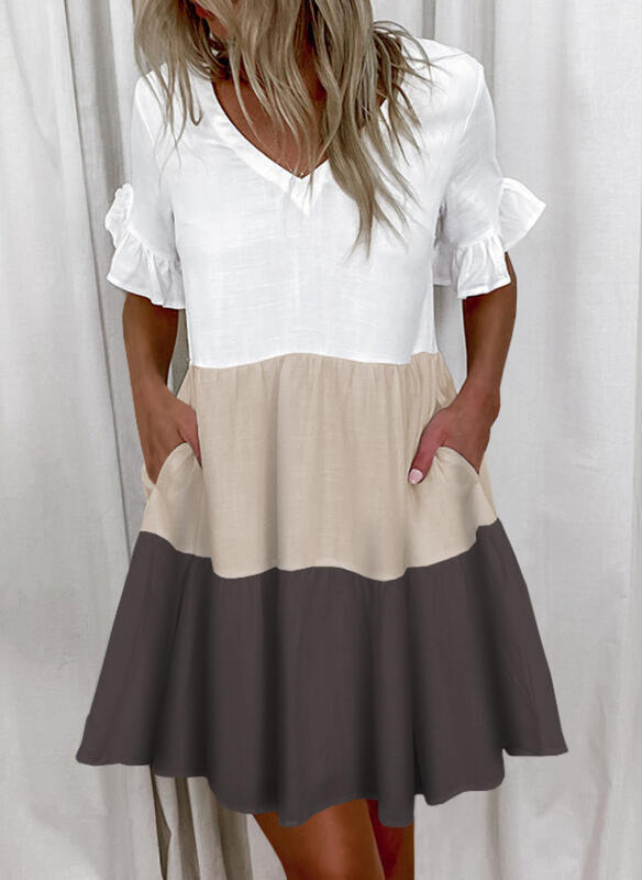 Women Printed Ruffle Pocket Dress 9