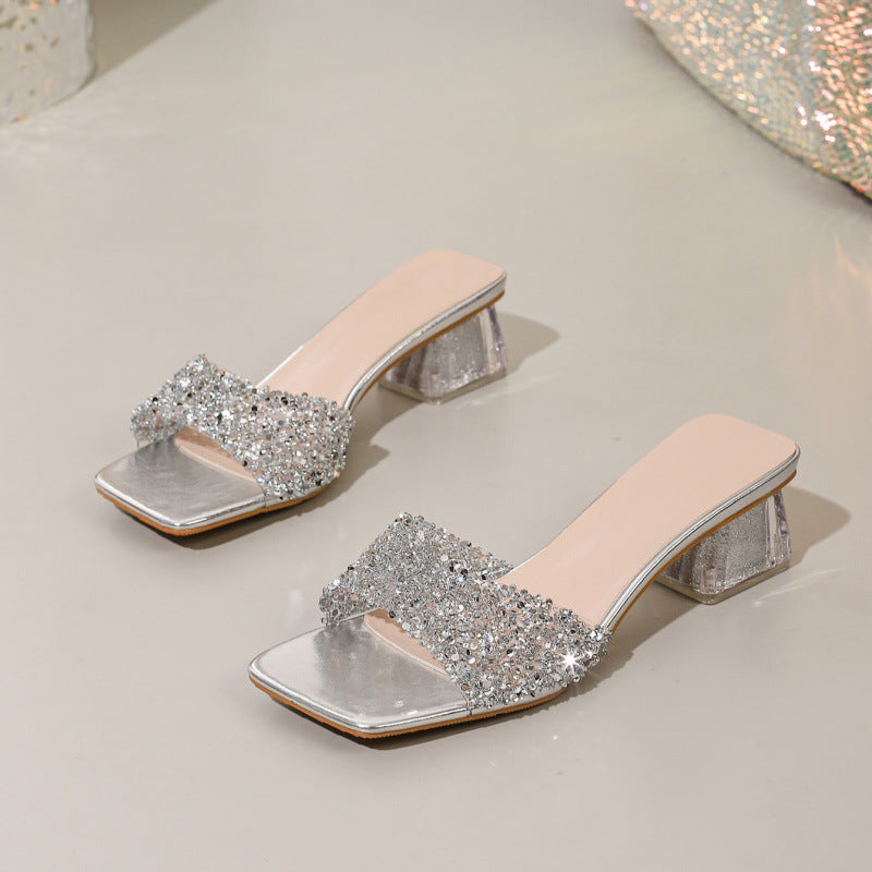 Women Sparkling Rhinestone Formal Party High-Heeled Sandals 5