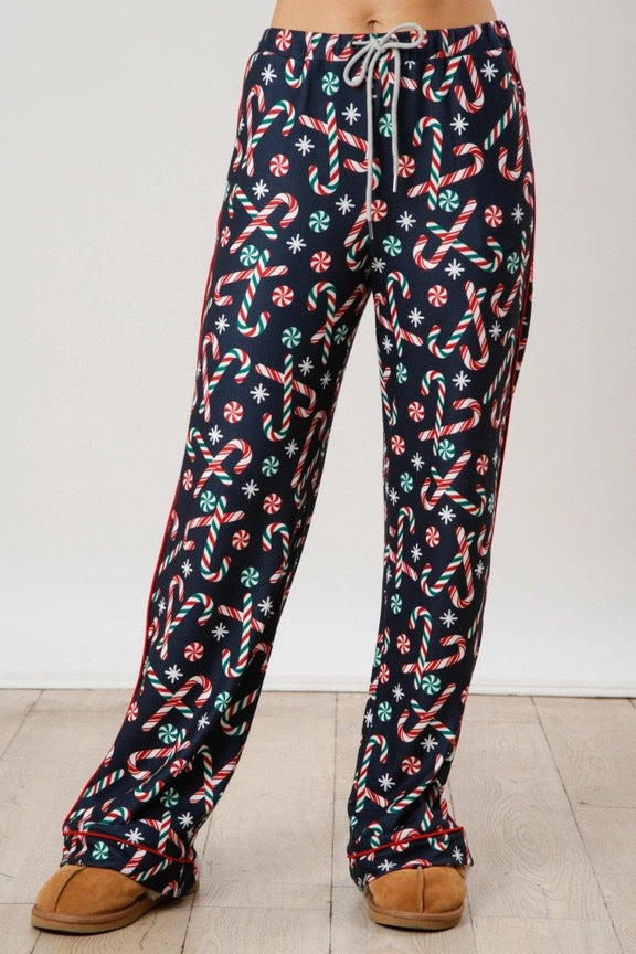 Christmas Women Printed Casual Long-Sleeve Top and Pajama Two-Piece Set 16