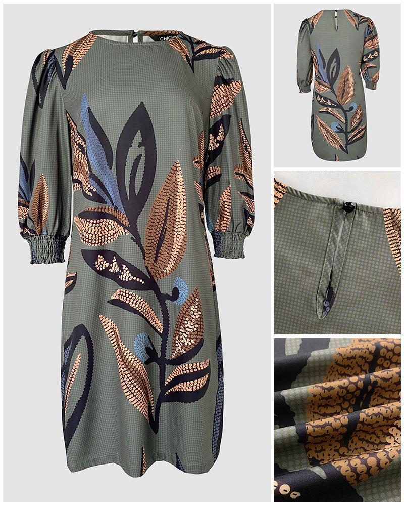 Summer Round Neck Half-Sleeve Vintage Printed Dress 5