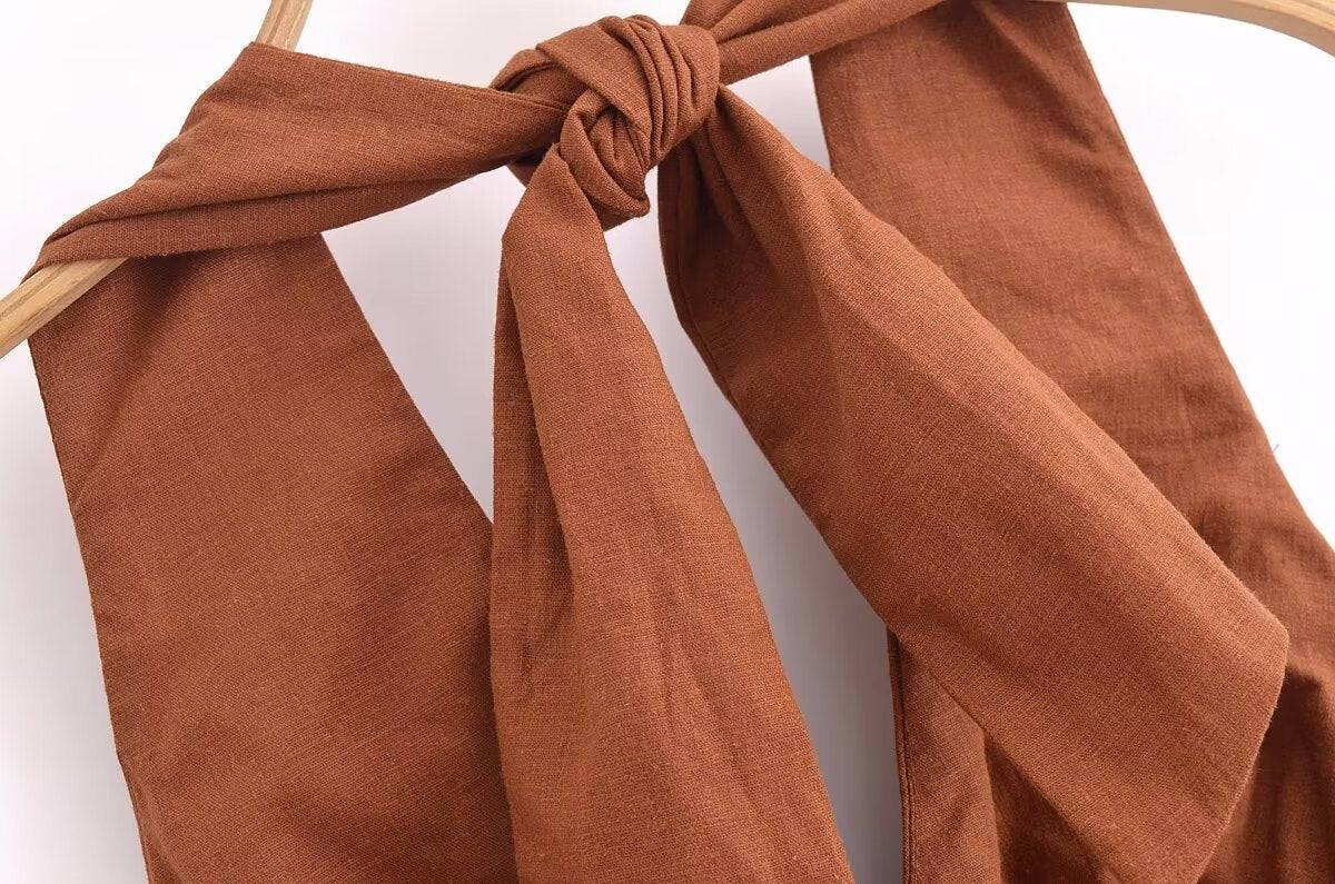 Women summer sexy v-neck backless Halter Neck dress 9