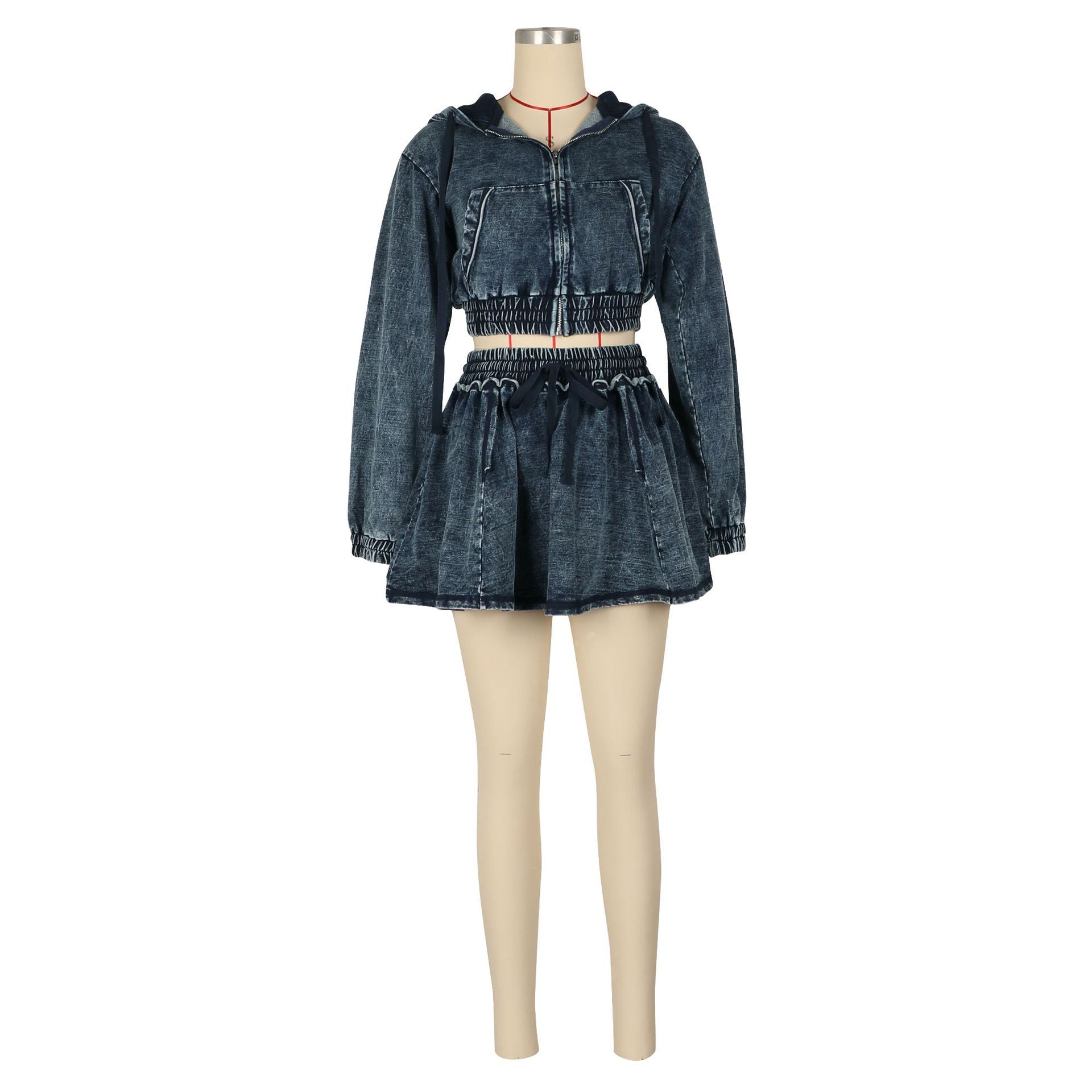 Women Denim Jacket and Skirt Two Piece Set 9