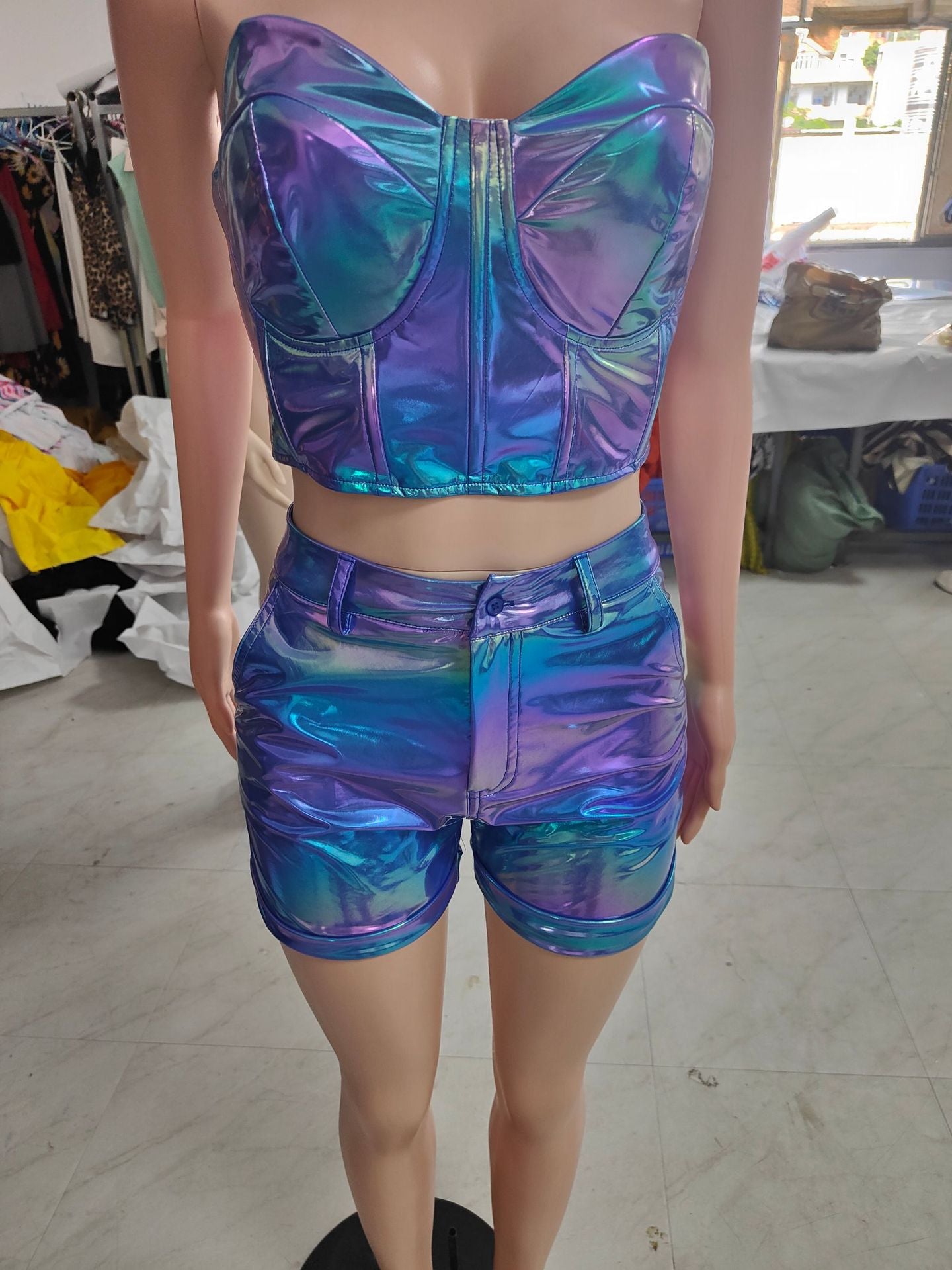 Women  Trendy Fashion Top and Shorts Two-piece Set 6