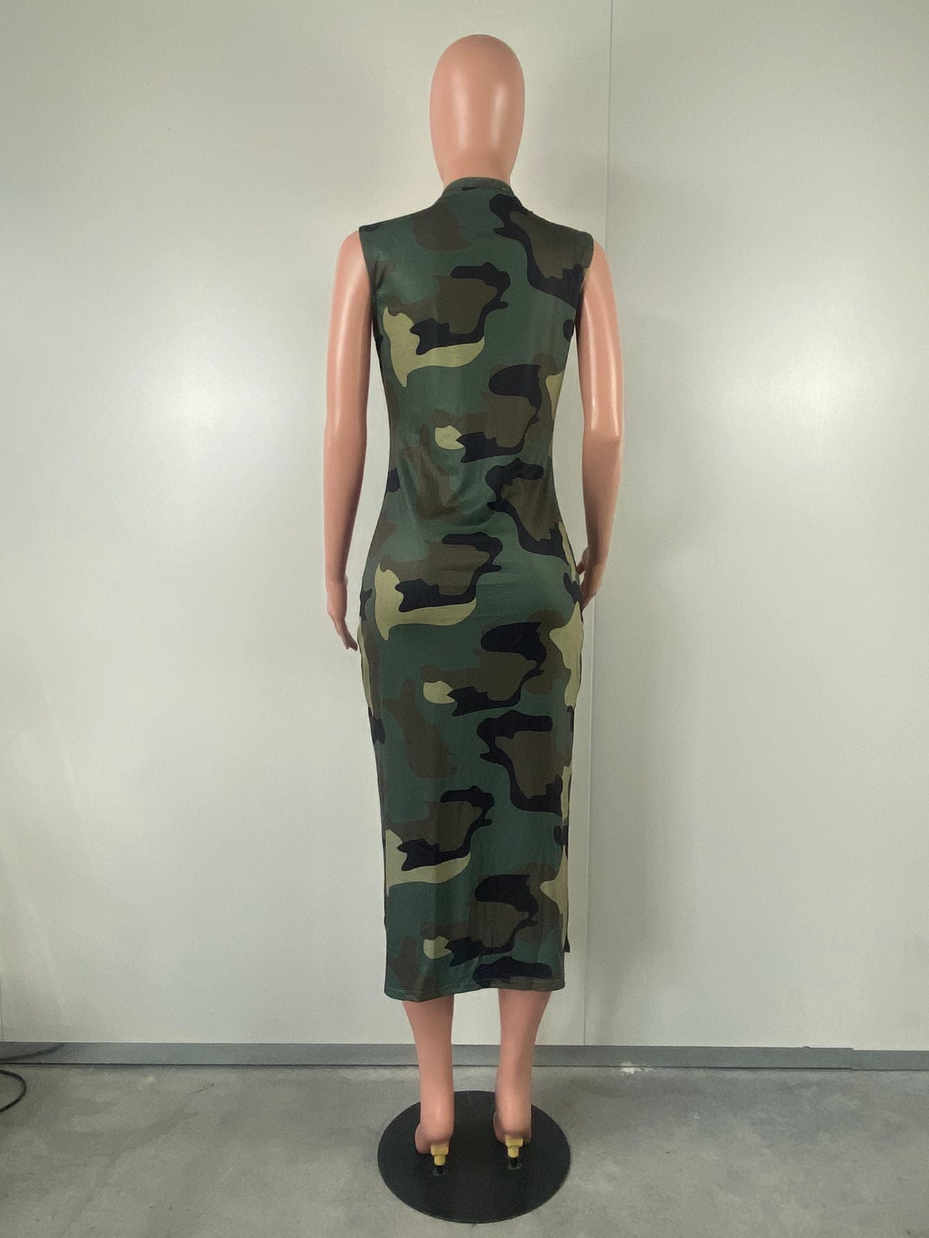 Women spring and summer camouflage print slit dress 4