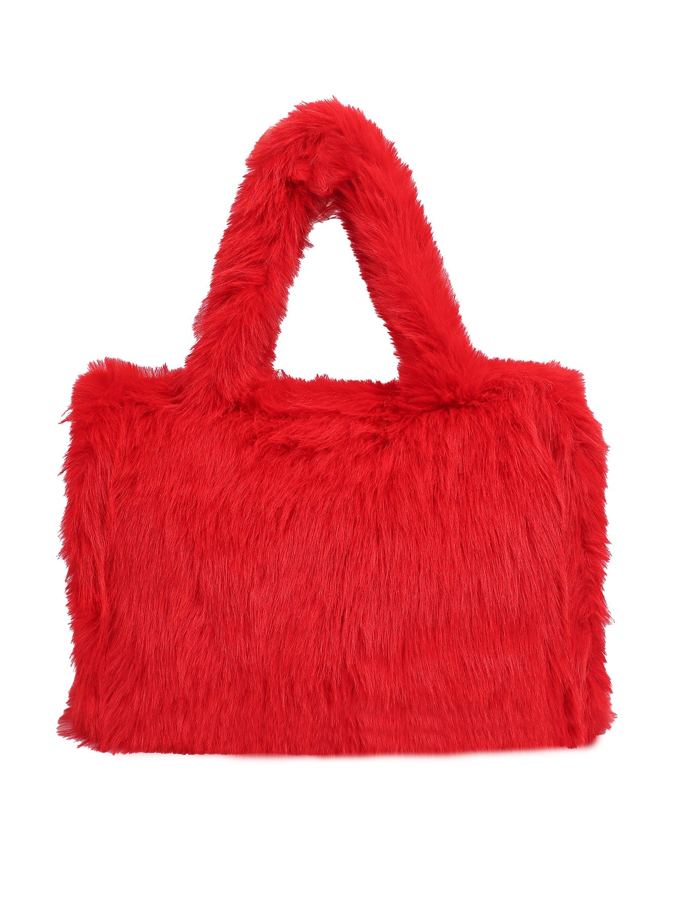 Women's Strap Imitation Fox Fur Large Capacity Tote Bag 25