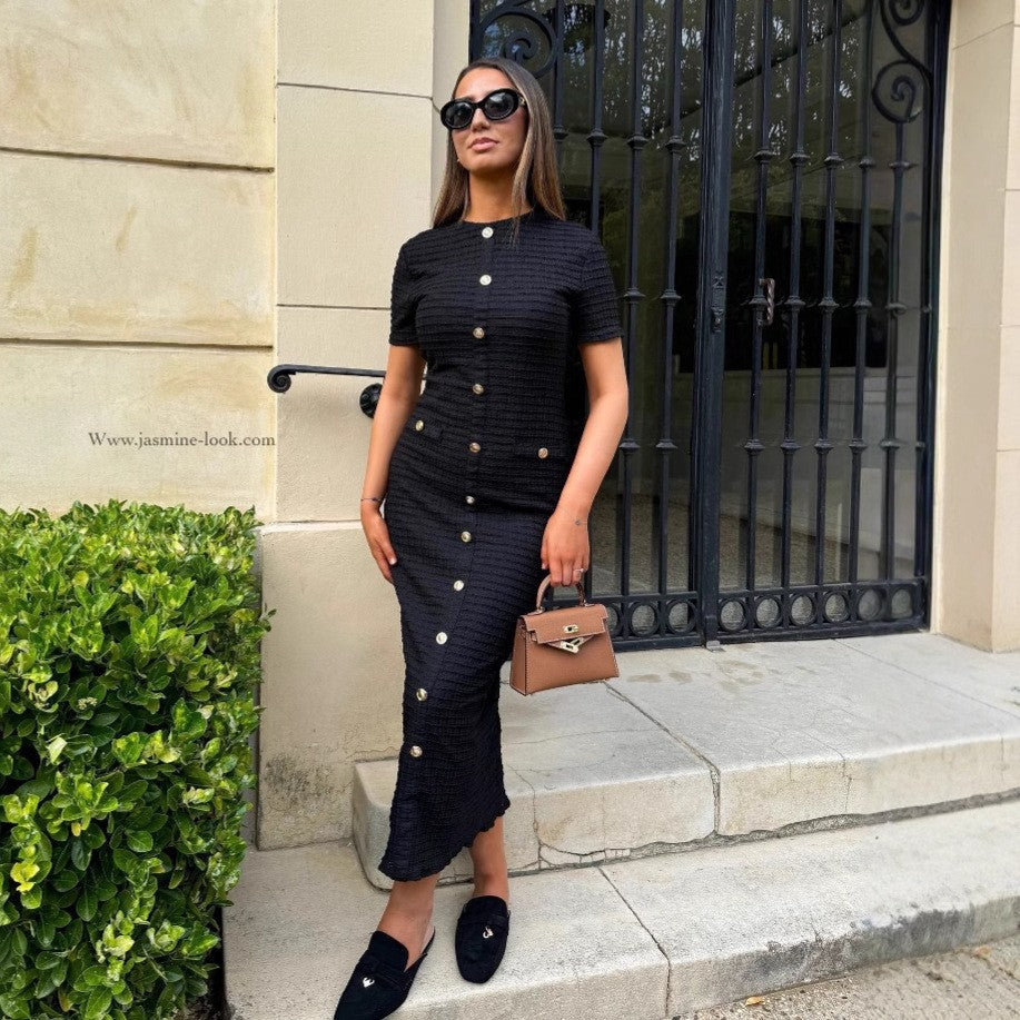 Women spring and autumn French retro knitting short-sleeved dress