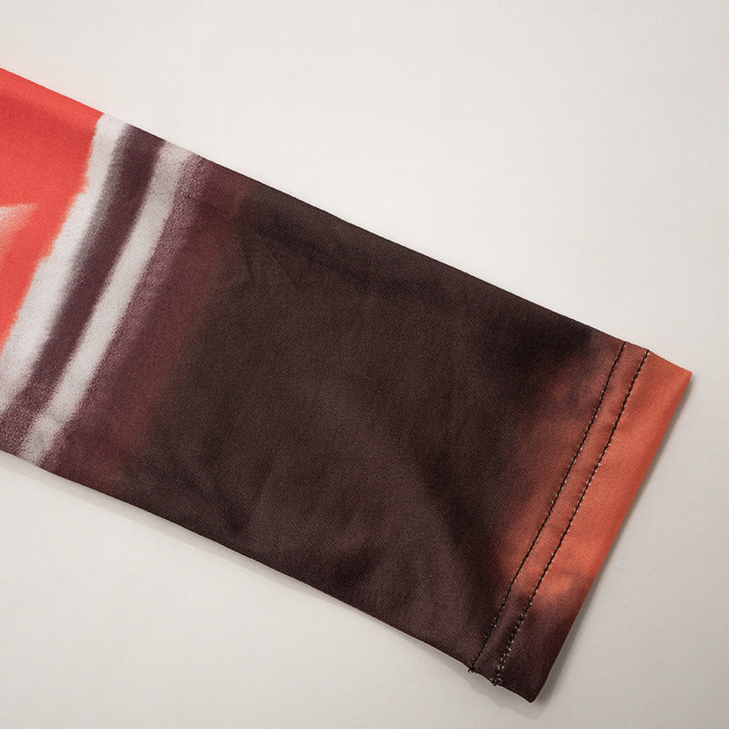 Women Autumn and Winter Street Sexy Bodycon Printed Maxi Dress 11