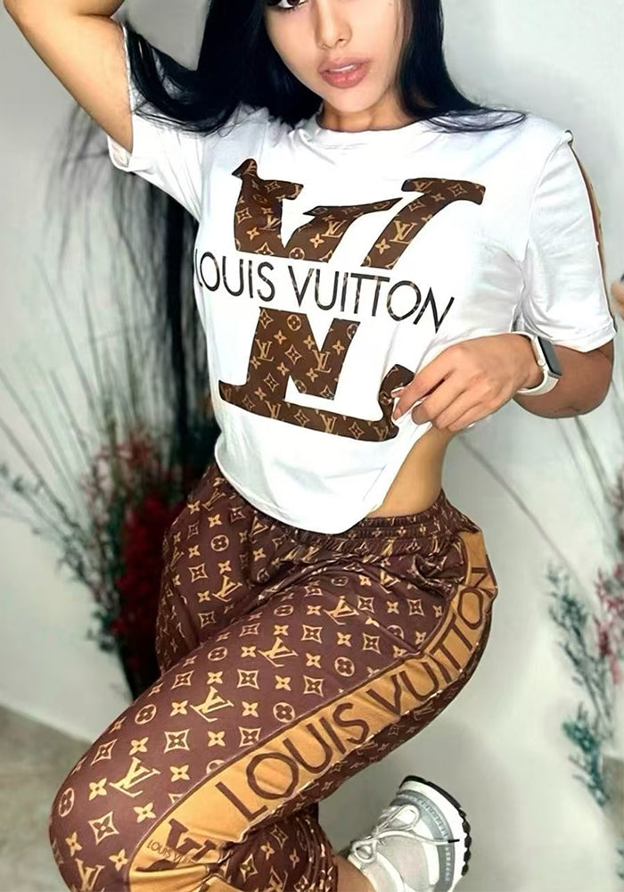 Women Print Top and Pants Two Piece Set