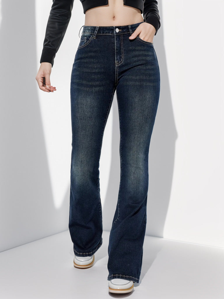 Women Stretch Bell-Bottom Denim Pants 4