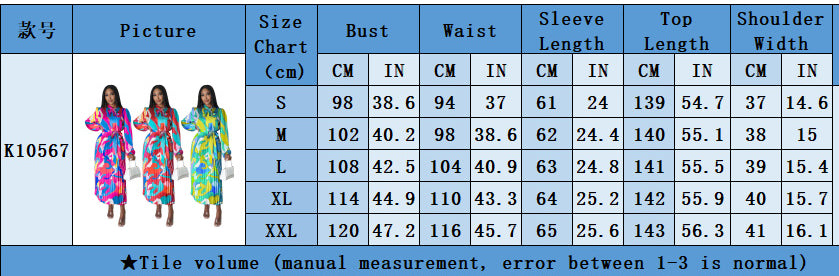 Women's Tie Long Sleeve Printed Pleated Dress 4