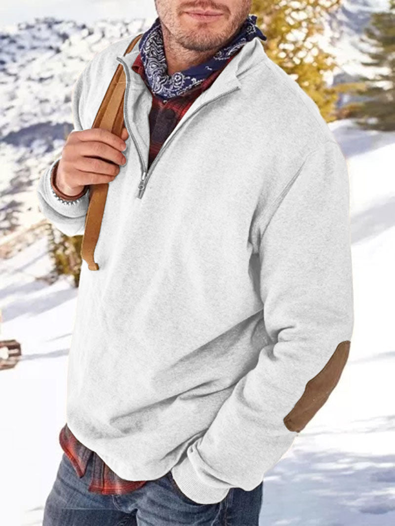 Spring Fashion Zipper Long Sleeve V-Neck Turndown Collar Loose Men's Top 24