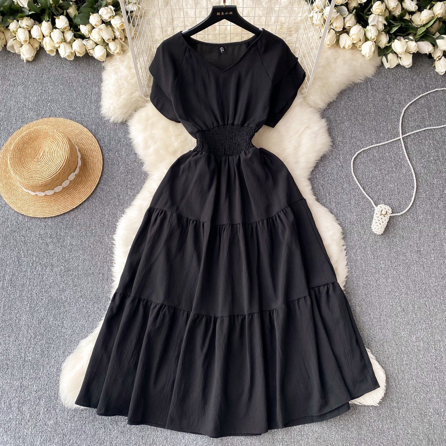 Women vintage pleated Long Dress 9