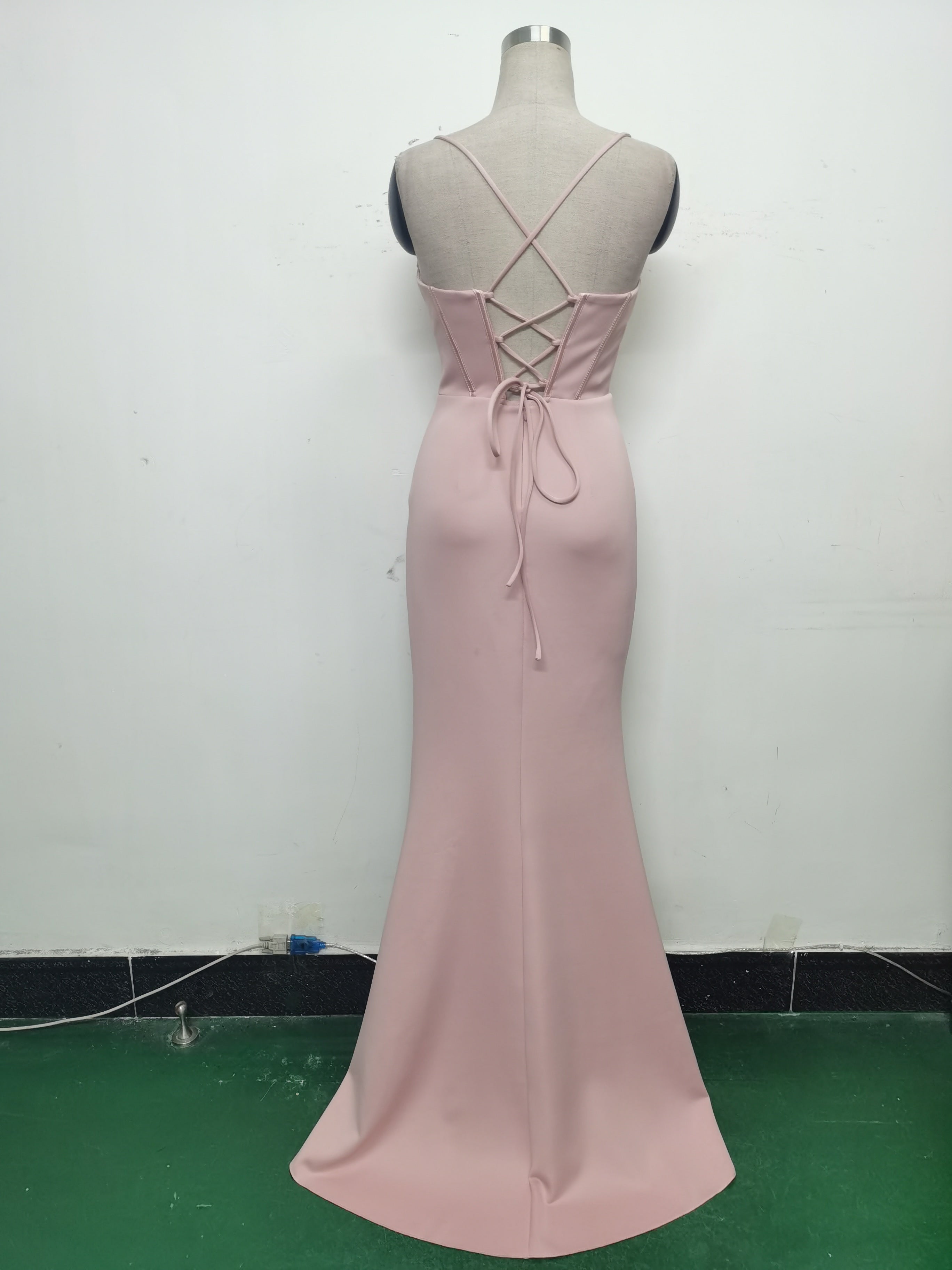 Luxury Strap Fishbone Slim Waist Evening Dress 28