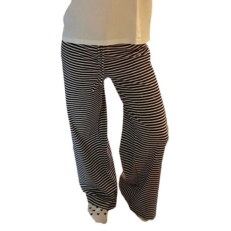 Women American Casual Striped Lace-up Pants 9