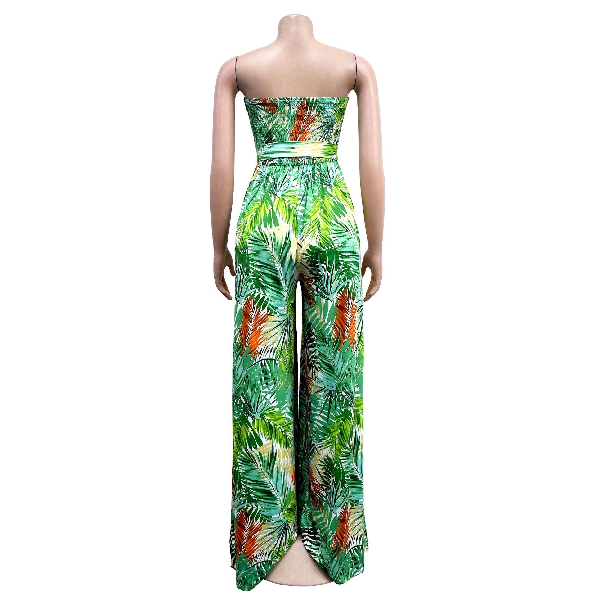 Ladies Fashion Floral Print Sleeveless Collar Jumpsuit 15