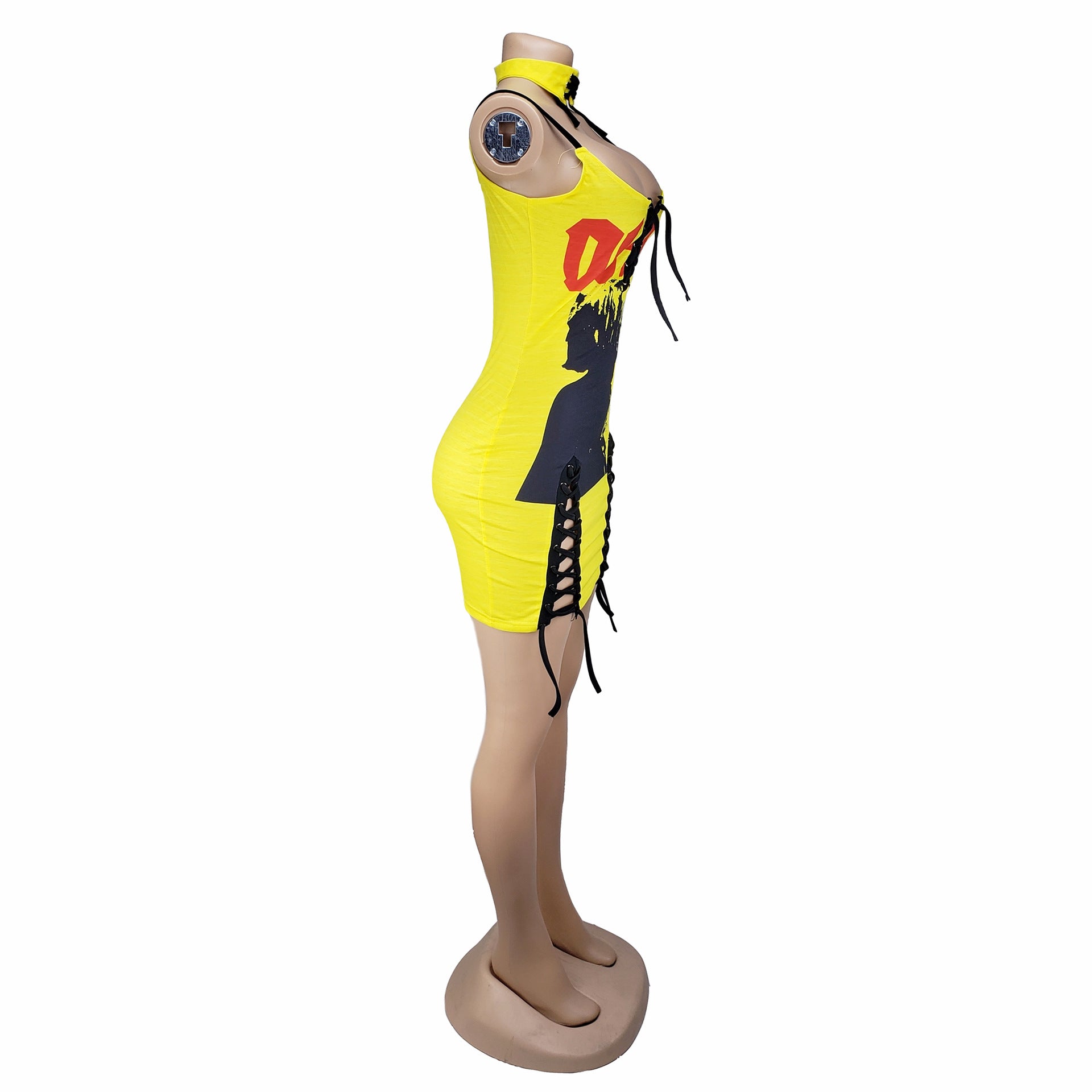 Women Sexy Printed Lace-Up Dress 19