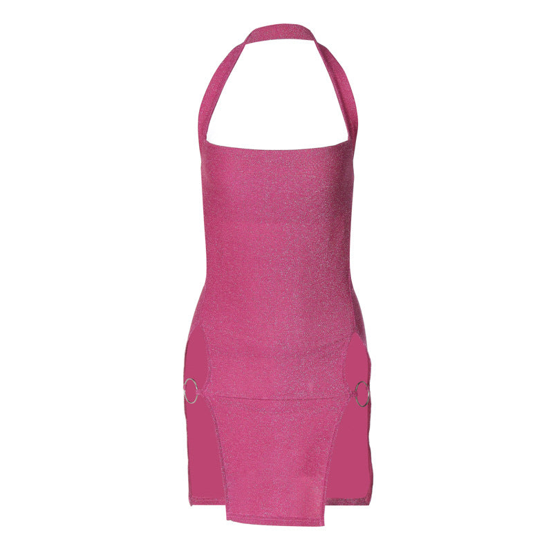 Women Halter Neck Slit Bodycon Dress 7