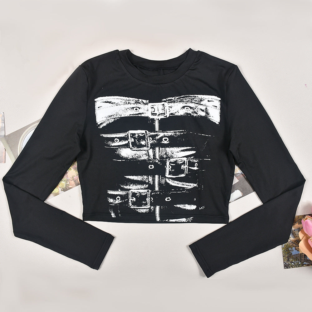 Women printed sexy long-sleeved Top and Style Skirt two-piece set 15