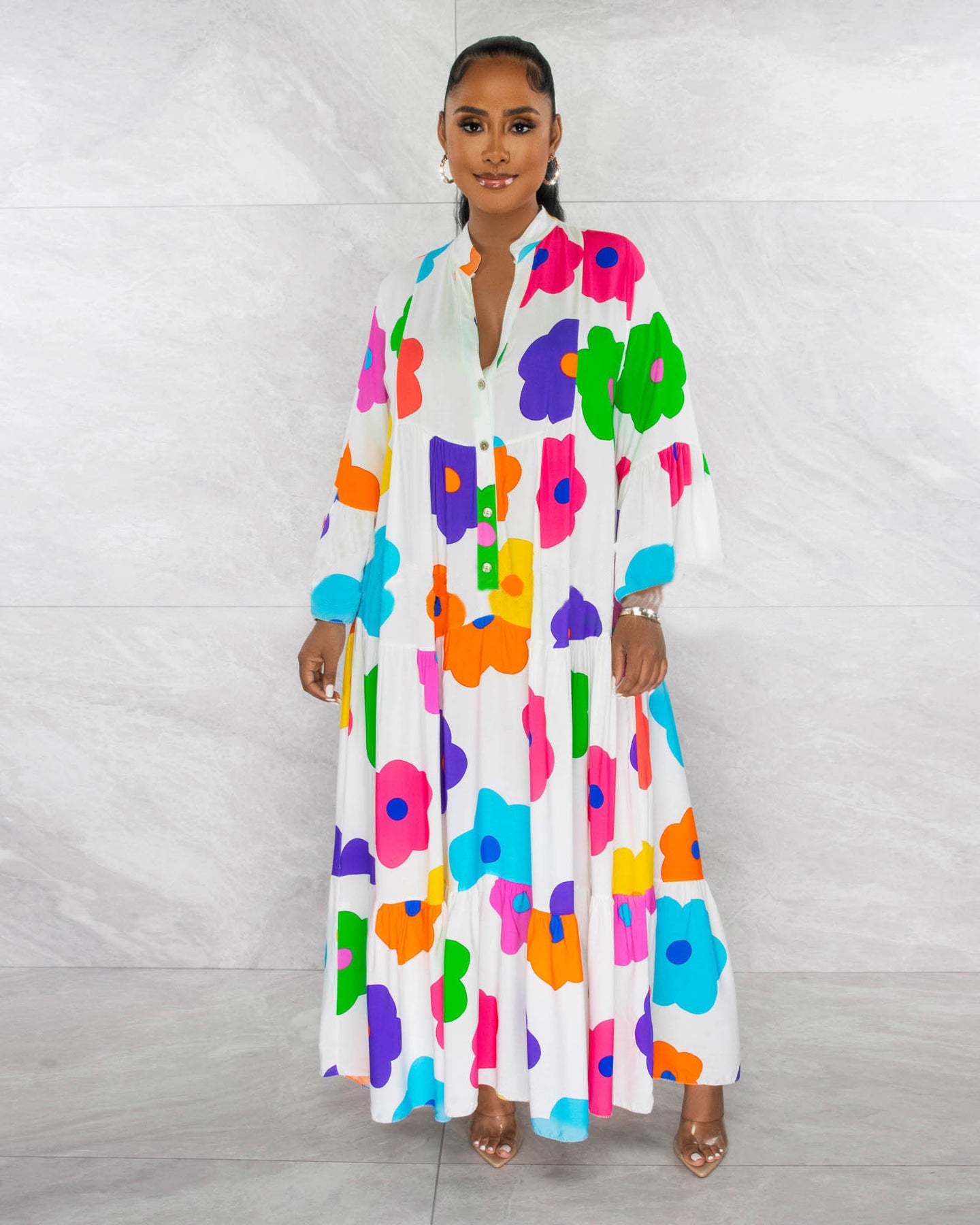 Women printed loose long skirt 5