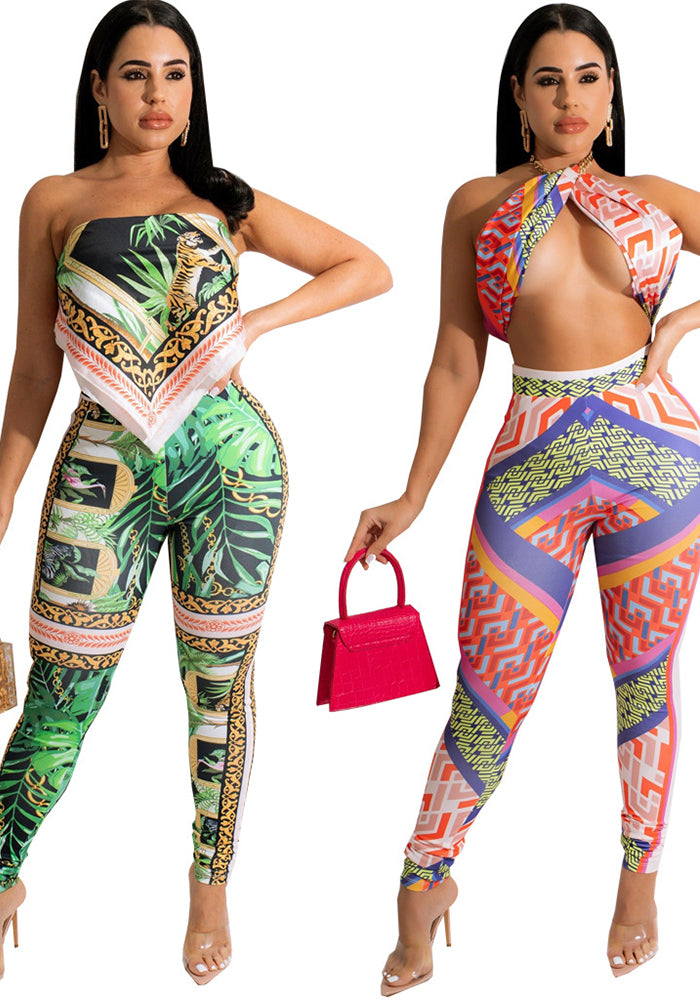 Sexy Fashion Printing Sexy Two-Piece Pants Set