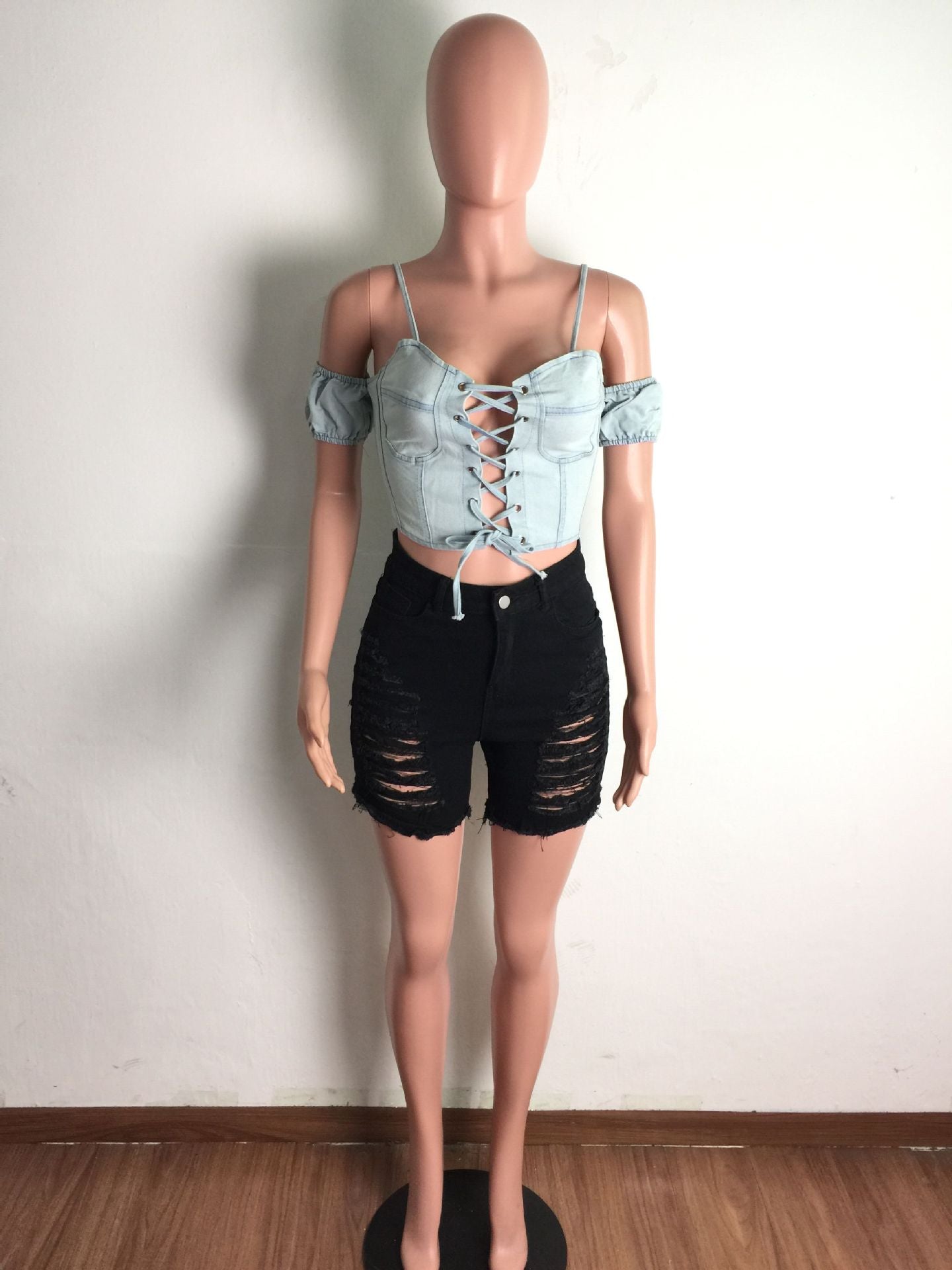 Women's Washed Distressed Destroyed Sexy Denim Shorts 5