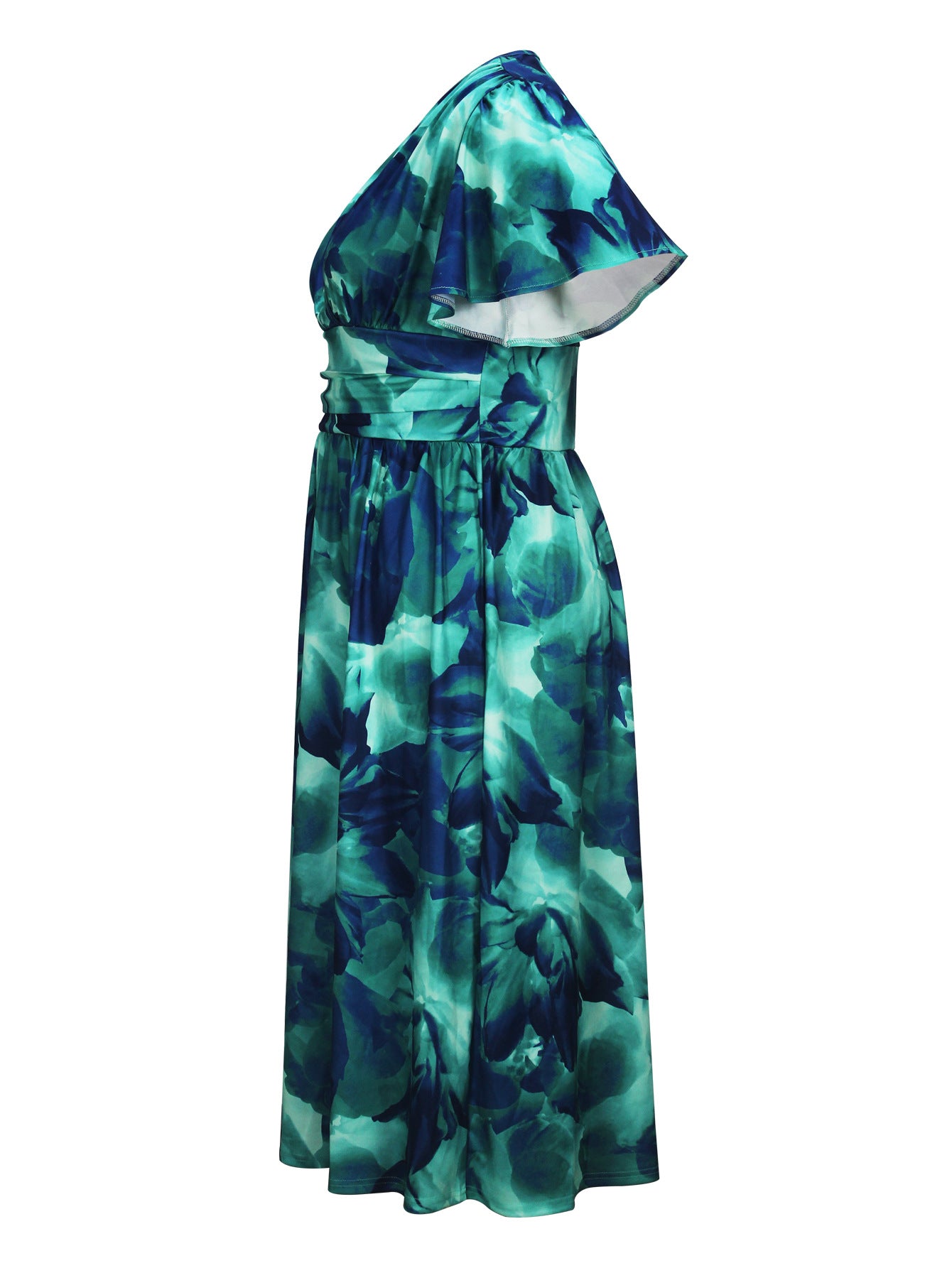 Plus Size Women Elegant V Neck Tie-Dye Print Maxi Dress 8