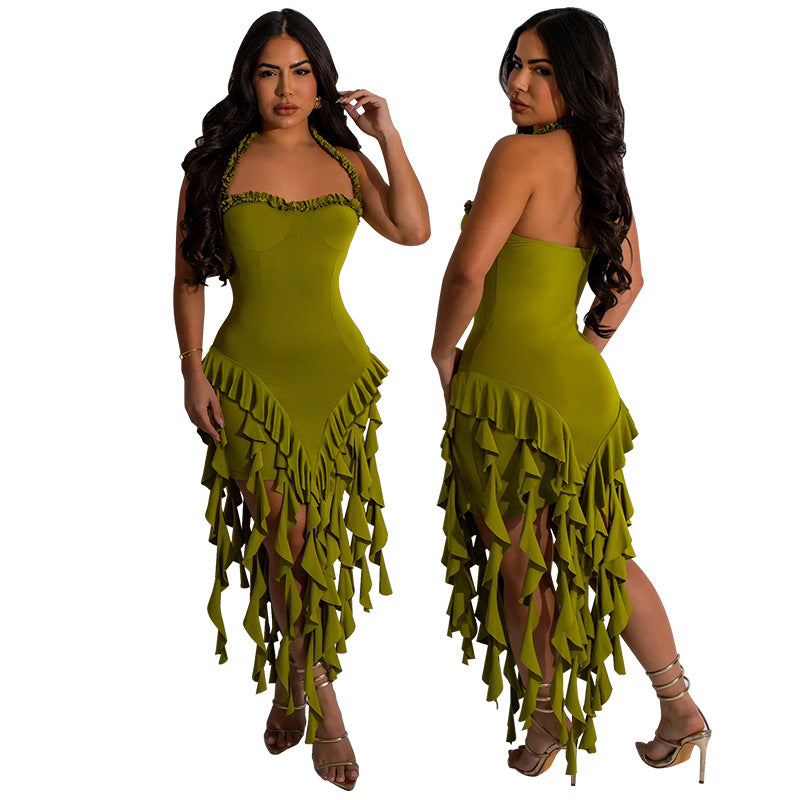 Plus-Size Women's Strapless Halter-Neck Dress 3