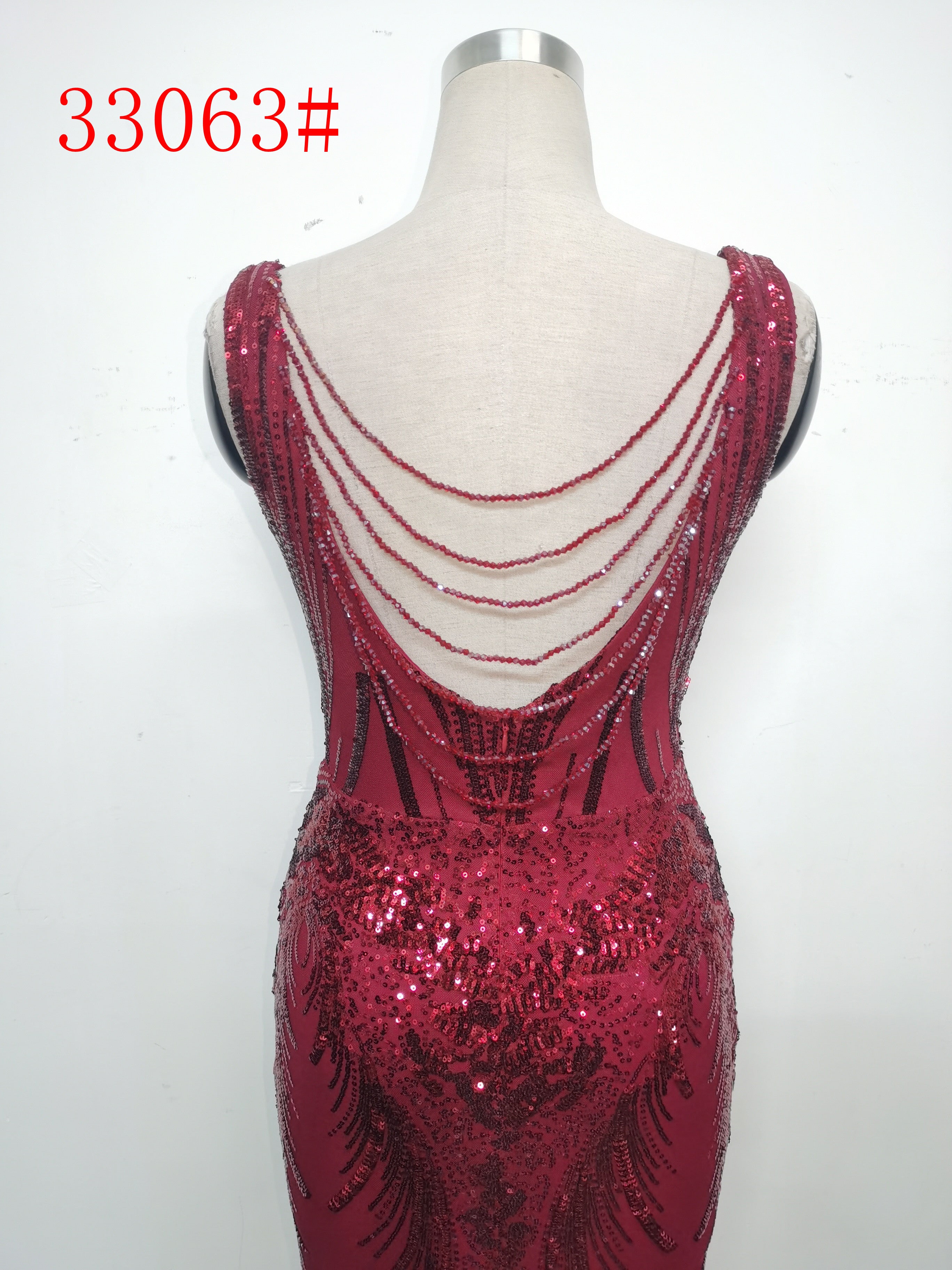 Elegant Sequin Rhinestone Chain Evening Dress 31
