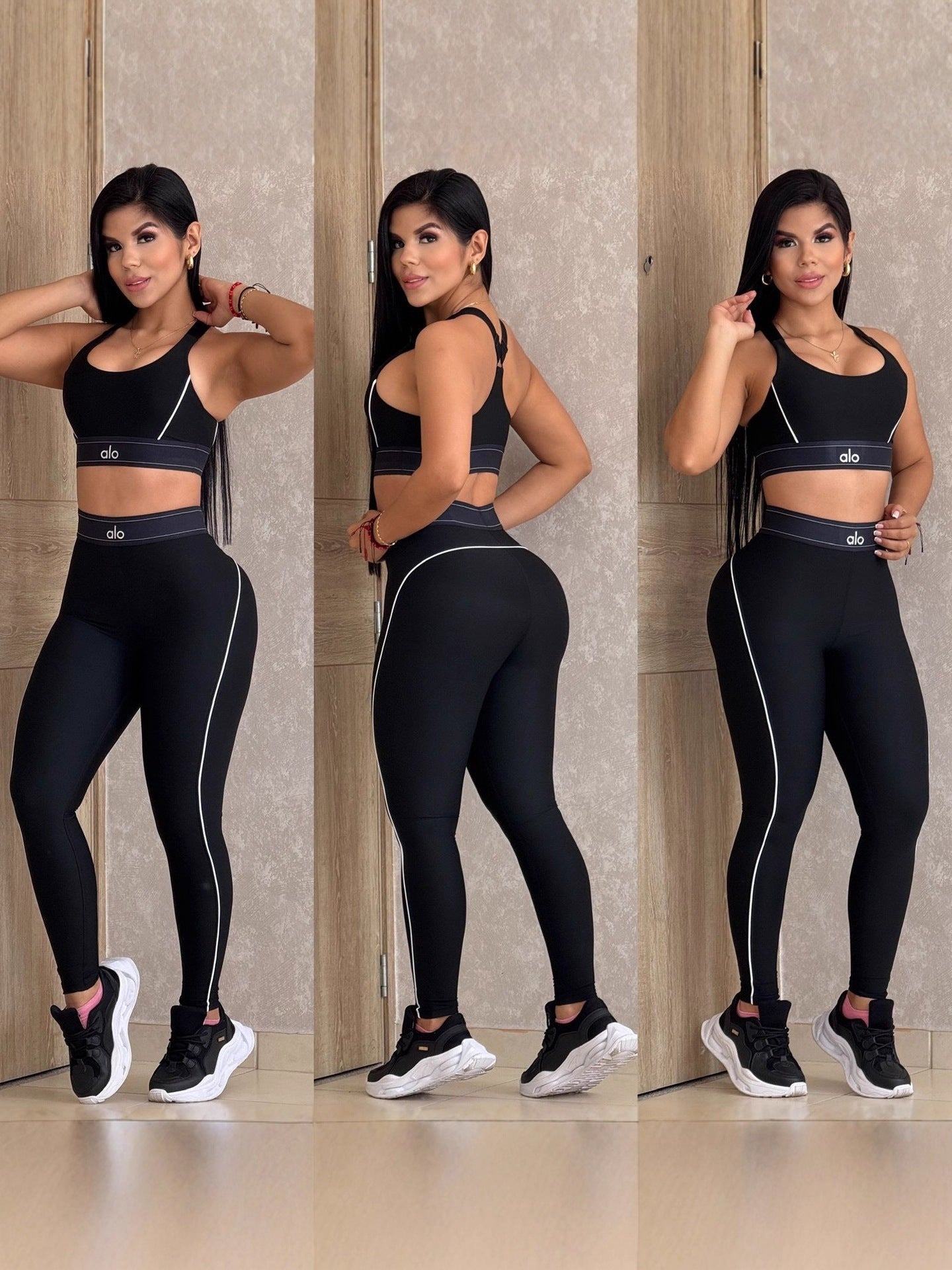Solid Color Yoga Set Sports Bra High Waist Slim Fitness Leggings Set 5