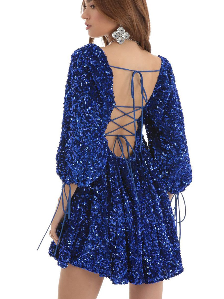 Plus Size Women Sequin Summer Casual Round Neck Short Sleeve Solid Dress 10