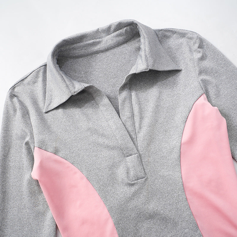 Women Autumn V-Neck Long Sleeve Top and SkirtTwo Piece Set 9