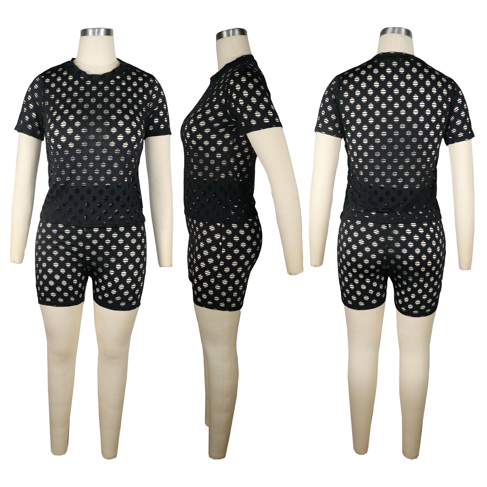 Women Street Style Ripped Sweatpants Two-Piece Set 10