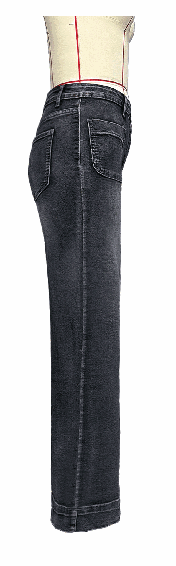 Women's spring wide leg straight high waist denim pants 19