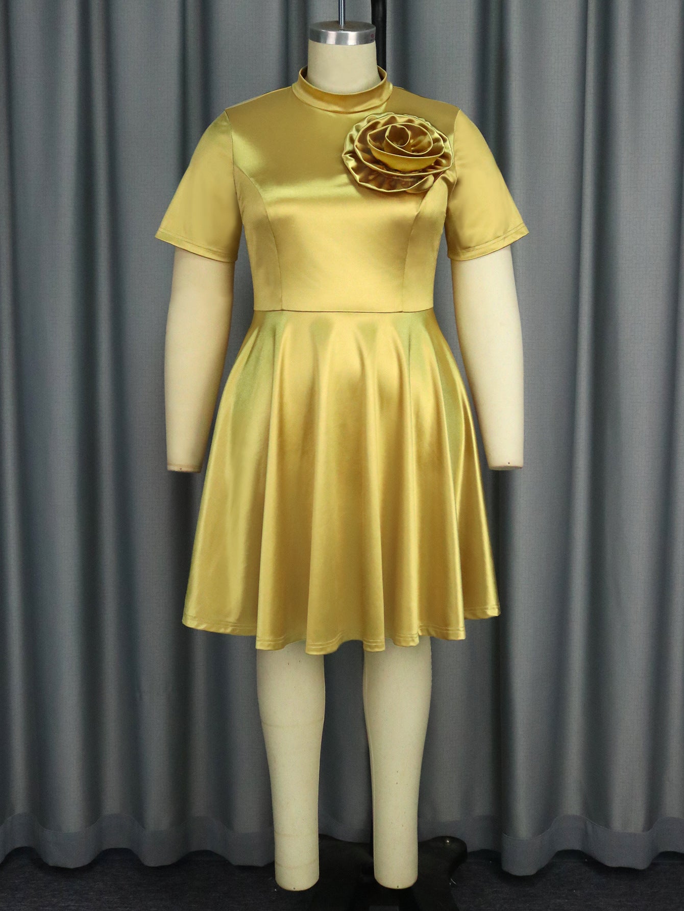 Luxury Gold Flower Dress Cocktail Formal Party A-Line Dress 4