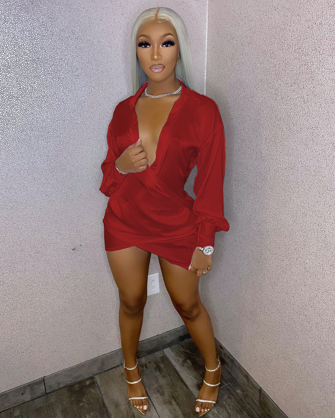 Women's Clothes Sexy Nightclub Deep V Low Cut Dress 4